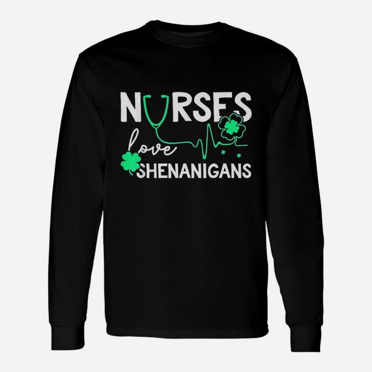 Nurses Love Shenanigans St Patricks Day Long Sleeve T-Shirt