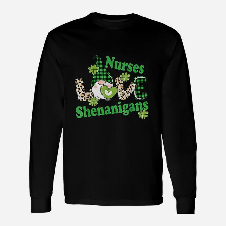 Nurses Shenanigans St Patricks Day Irish Gnome Long Sleeve T-Shirt