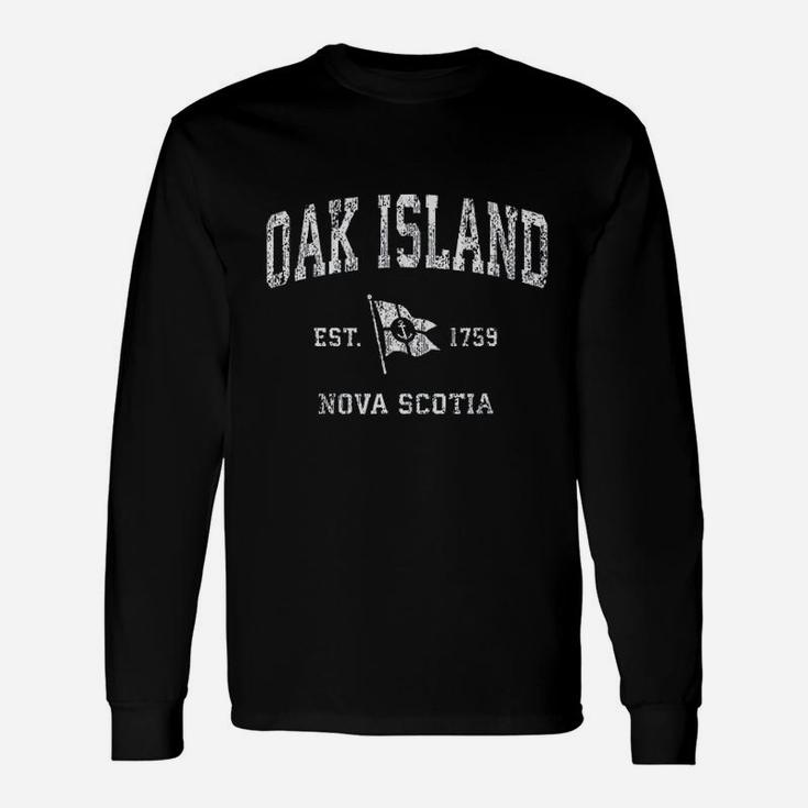 Oak Island Canada Vintage Nautical Boat Anchor Flag Sports Long Sleeve T-Shirt