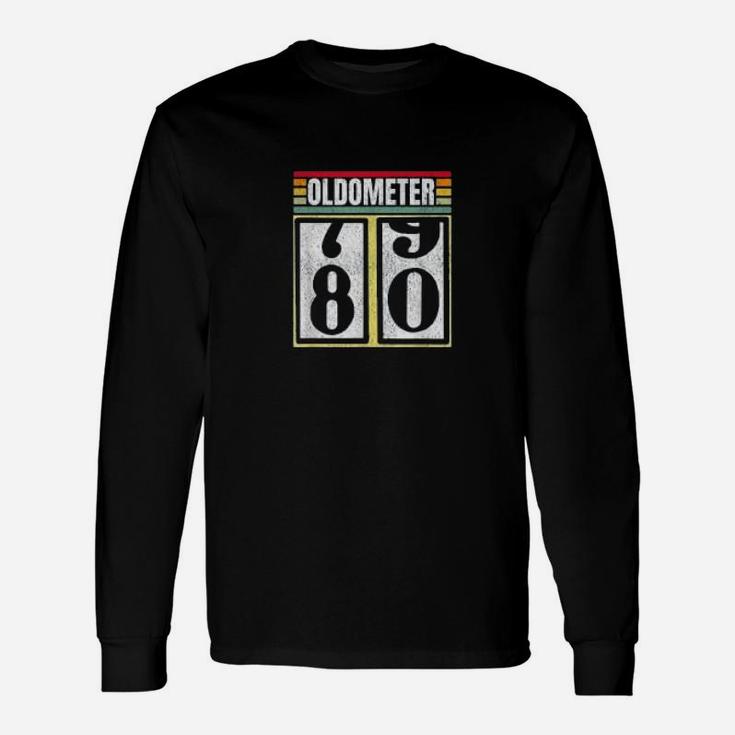 Oldometer 79-80 Years Old Automotive Enthusiasts Bday Long Sleeve T-Shirt