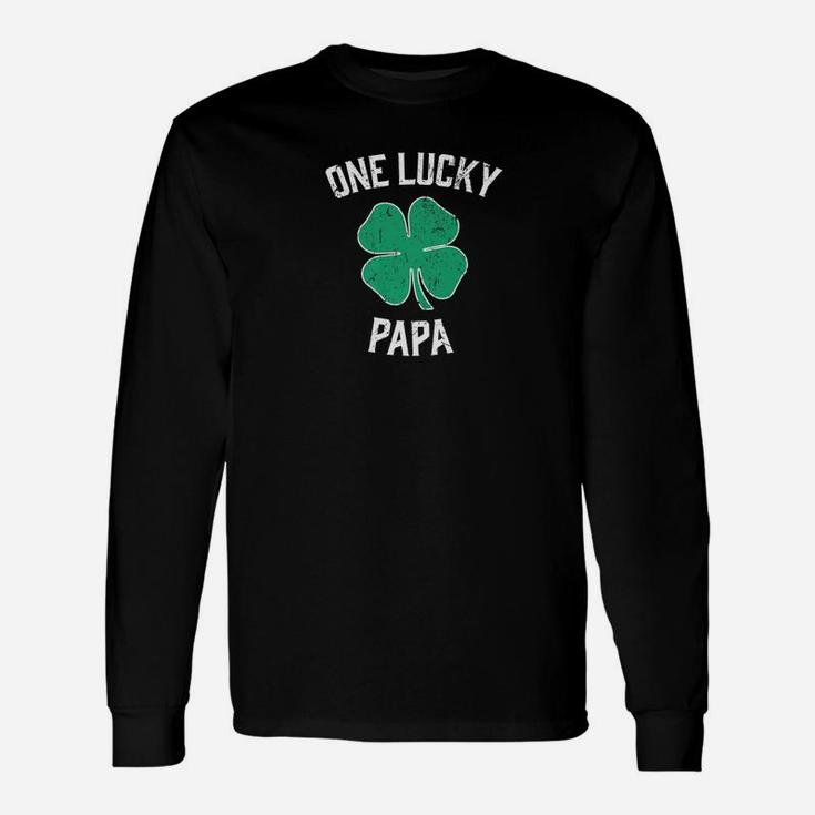 One Lucky Papa Irish Shamrock St Patricks Day Long Sleeve T-Shirt