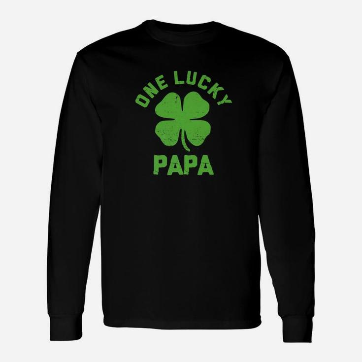 One Lucky Papa Vintage St Patrick Day Gif Long Sleeve T-Shirt