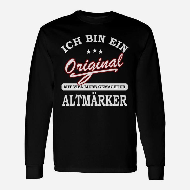 Original Altmarker Langarmshirts, Stolz-Botschaft Design - Schwarz