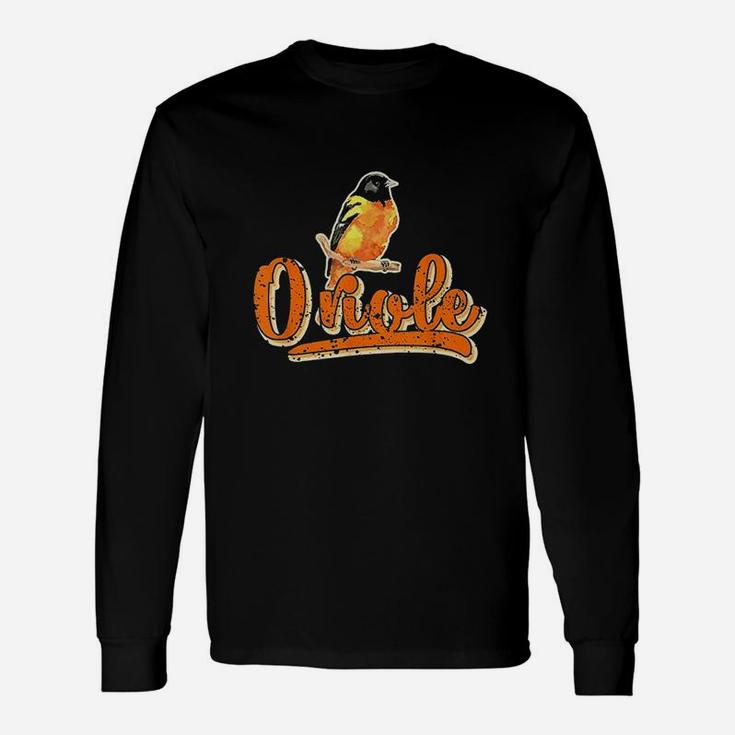 Oriole Bird Silhouette Vintage Oriole Bird Long Sleeve T-Shirt