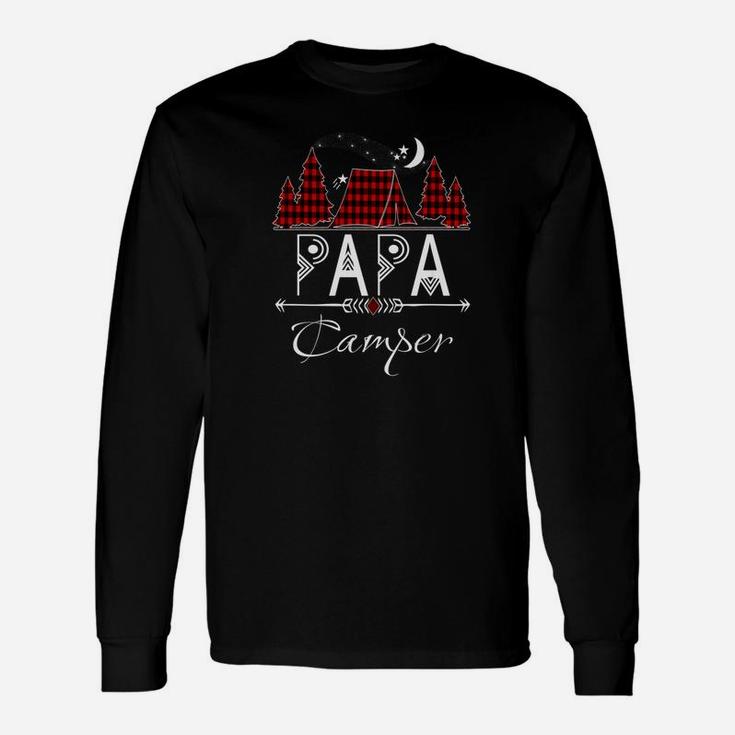 Papa Camping Lover Vacation Lumberjack Plaid Long Sleeve T-Shirt