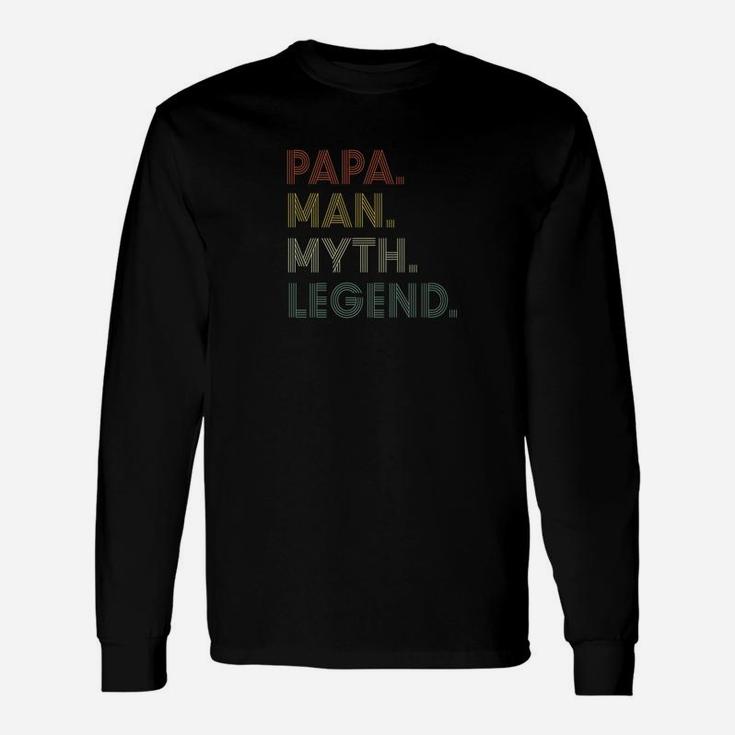Papa Man Myth Legend Shirt Dad Father Vintage P Long Sleeve T-Shirt