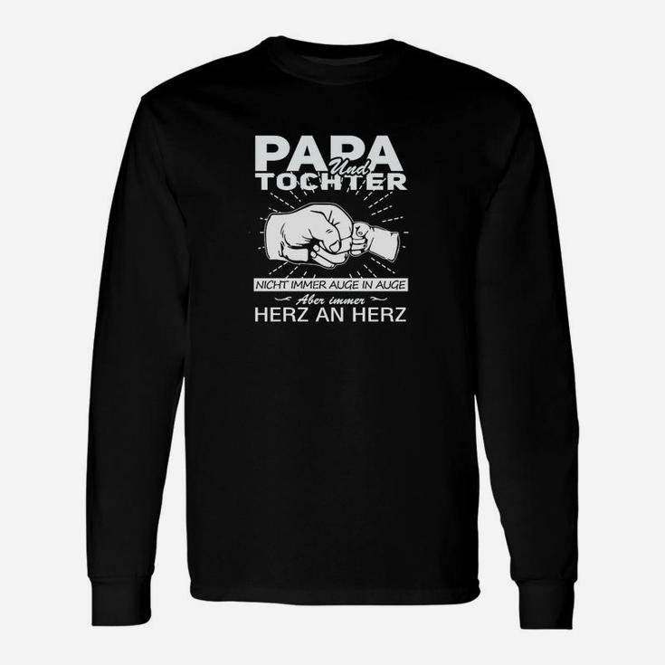 Papa und Tochter Herz an Herz Langarmshirts, Schwarz mit Aufdruck