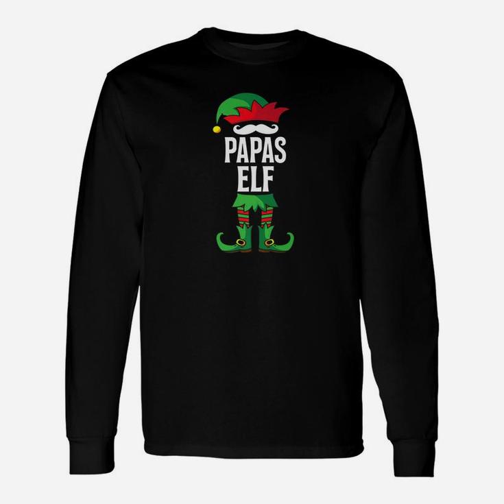 Papas Elf Costume Christmas Holiday Matching Shirt Long Sleeve T-Shirt