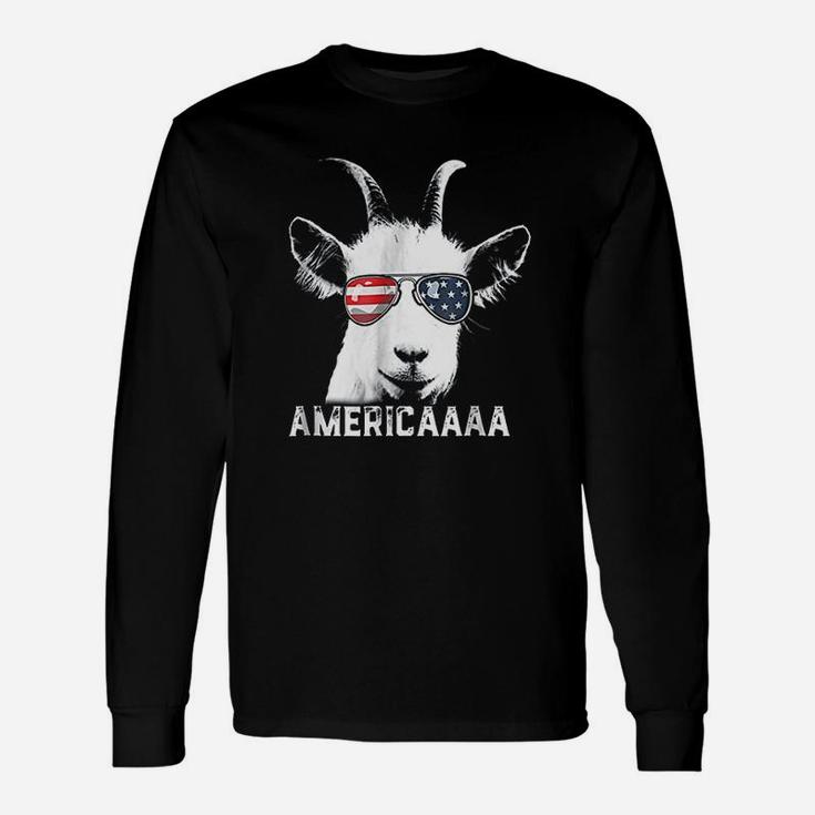 Patriotic Goat 4th Of July Goat Americaaa Long Sleeve T-Shirt