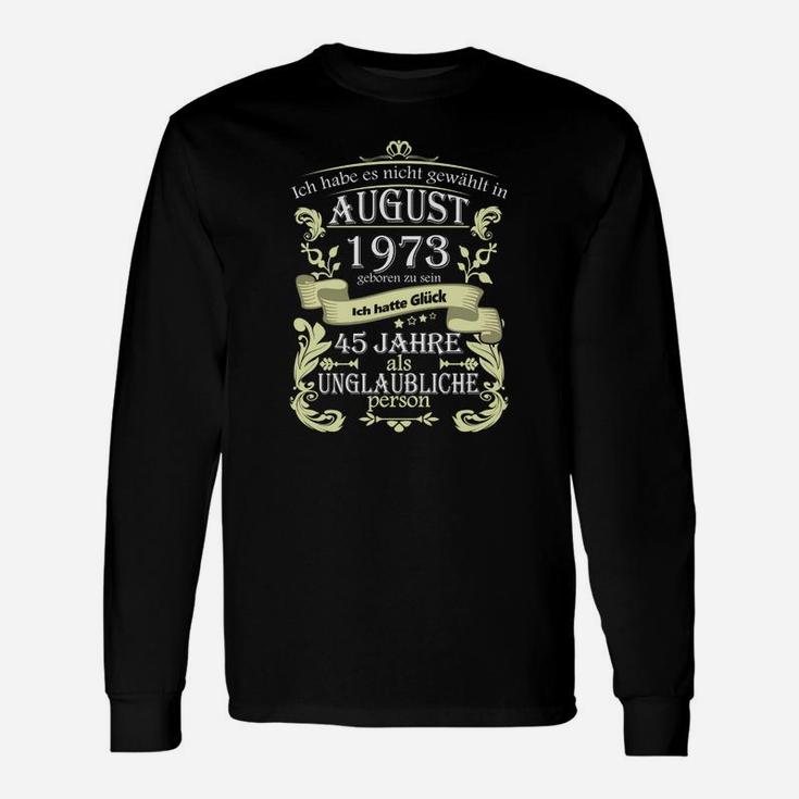 Personalisiertes Geburtstags-Langarmshirts August 1973, 45. Jahrestag