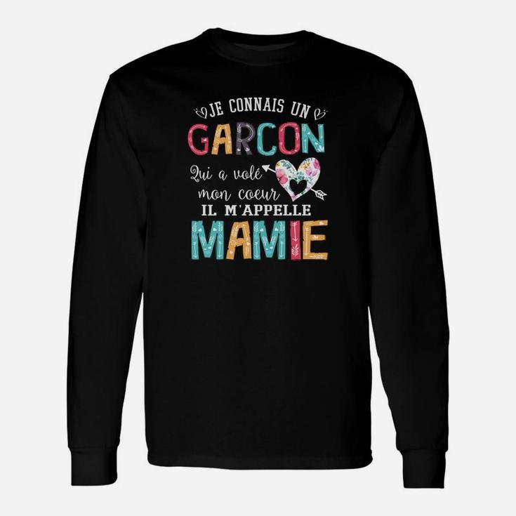 Personalisiertes Großmutter-Langarmshirts Je connais un garçon... Il m'appelle Mamie