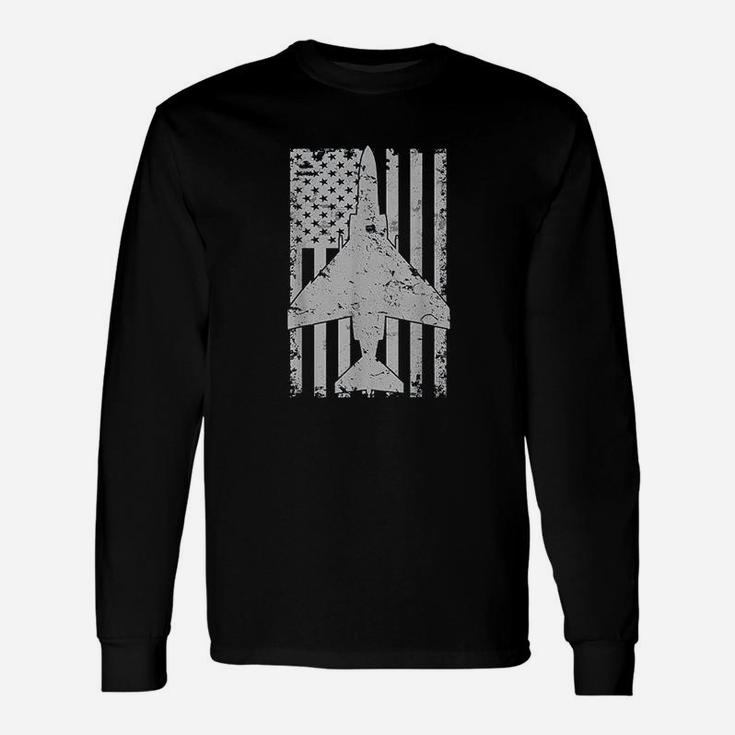 Phantom Fighter Jet Patriotic Military Pilot Long Sleeve T Shirt Seseable