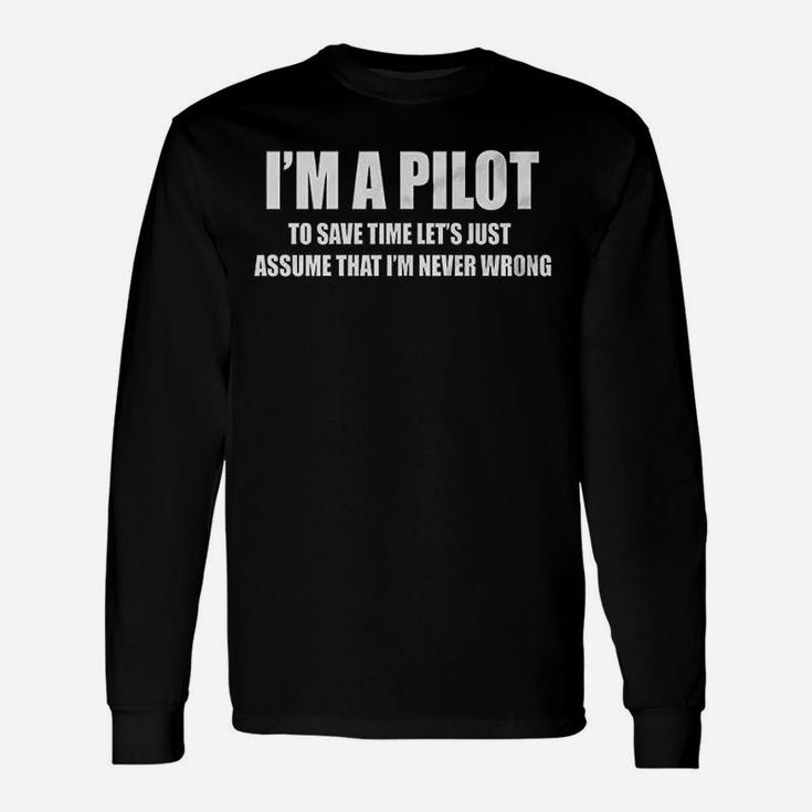Pilot Aviation Flight School Airplane Long Sleeve T-Shirt