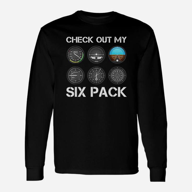 Pilot Top Airplane Six Pack Flight Instruments Long Sleeve T-Shirt