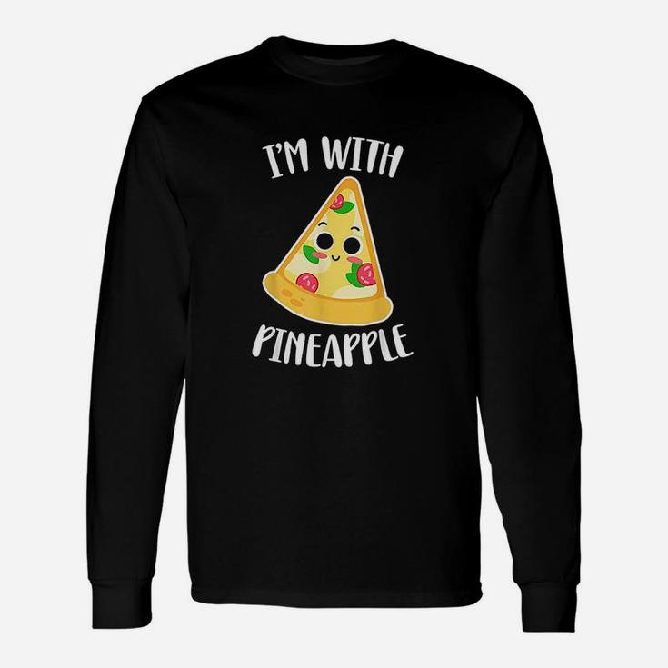 I Am With Pineapple Halloween Pineapple Pizza Couple Long Sleeve T-Shirt