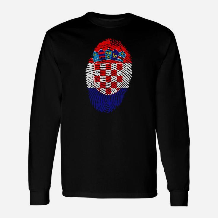 Pixel-Optik Kroatisches Wappen-Design Langarmshirts, Grafikshirt