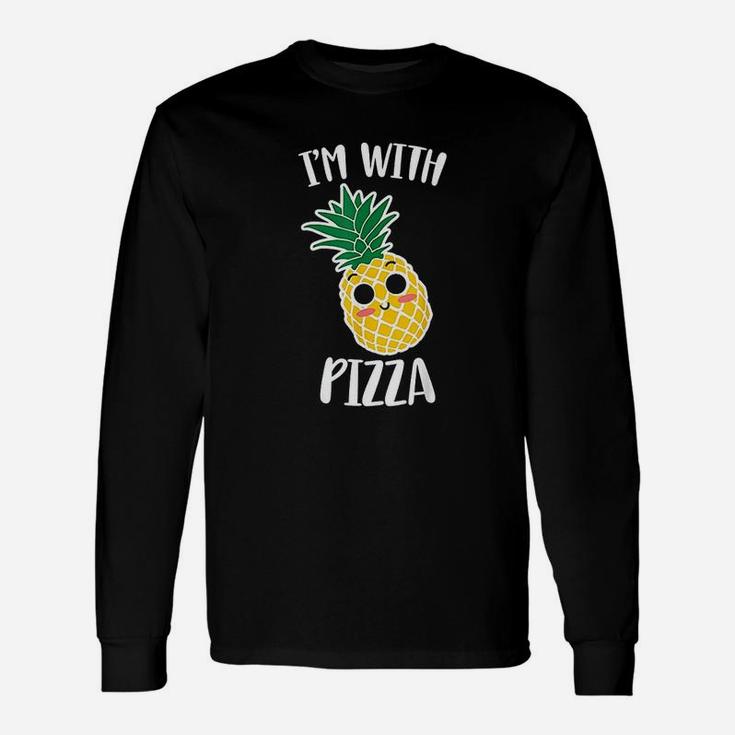 I Am With Pizza Halloween Pineapple Pizza Couple Long Sleeve T-Shirt