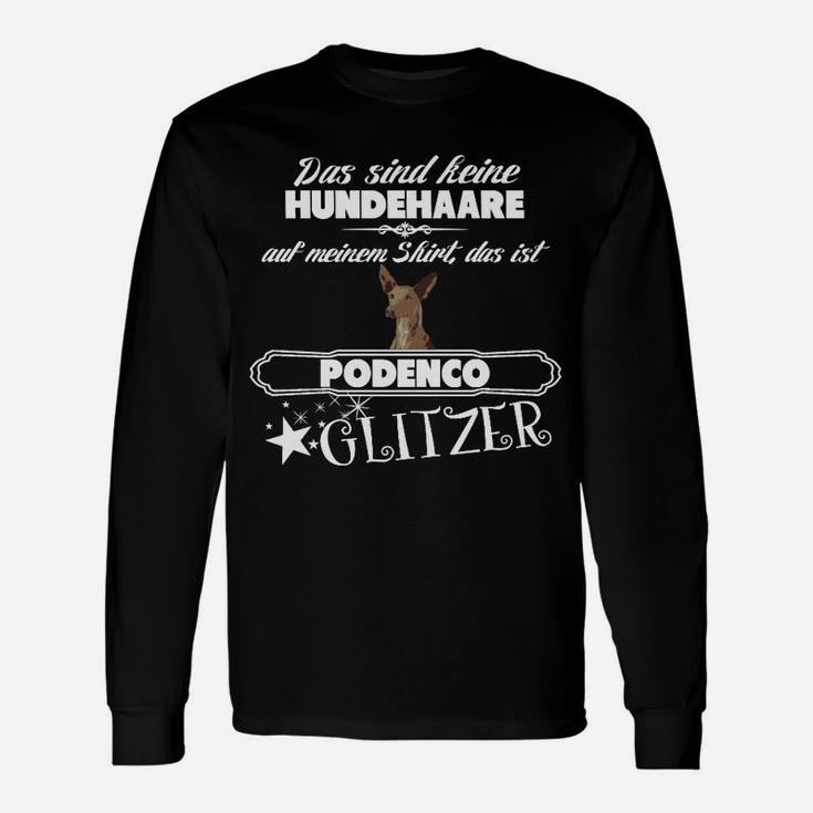 Podenco Glitzer Langarmshirts, Lustiges Hundespruch Tee