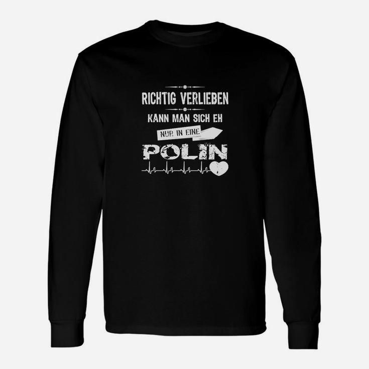 Polen-Liebe Langarmshirts: Verlieben Nur in Eine Polin, Schwarzes Tee