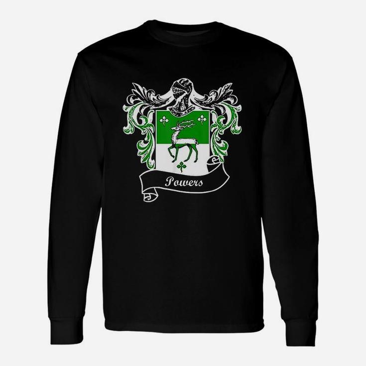 Powers Coat Of Arms Surname Last Name Crest Long Sleeve T-Shirt