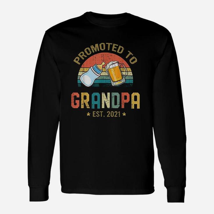 Promoted To Grandpa Est 2021 Vintage Fathers Day Long Sleeve T-Shirt