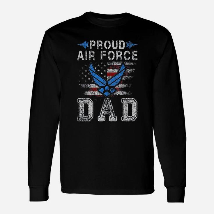 Proud Air Force Dad Military Veteran Pride Us Flag Long Sleeve T-Shirt