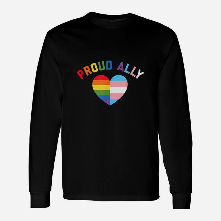 Proud Ally Lgbt Rainbow Heart Shirt Long Sleeve T-Shirt