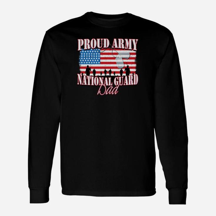 Proud Army National Guard Dad Dog Tag Flag Shirt Fathers Day Long Sleeve T-Shirt