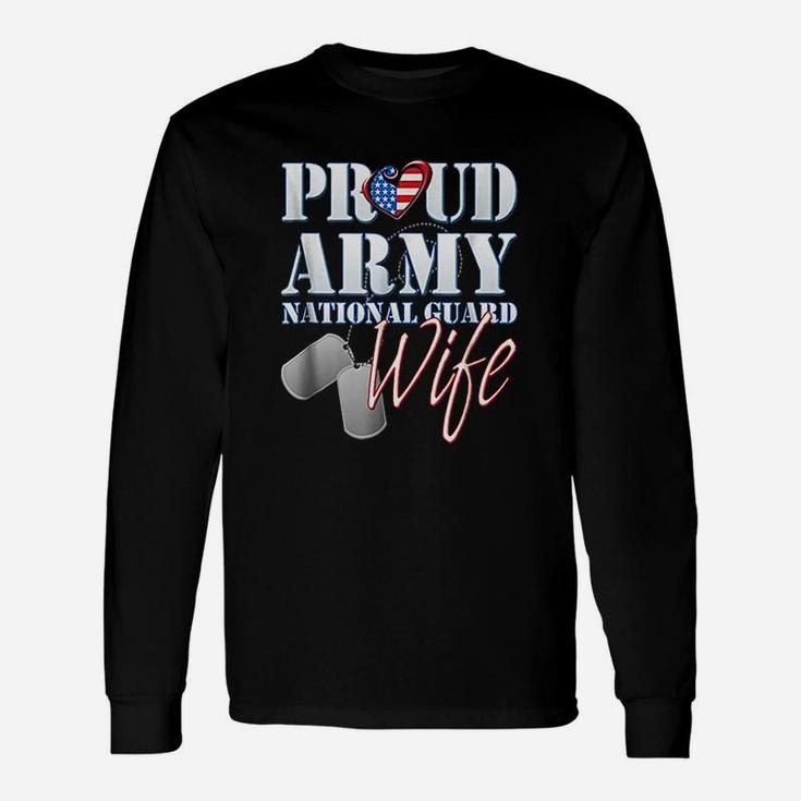 Proud Army National Guard Wife Usa Heart Flag Long Sleeve T-Shirt