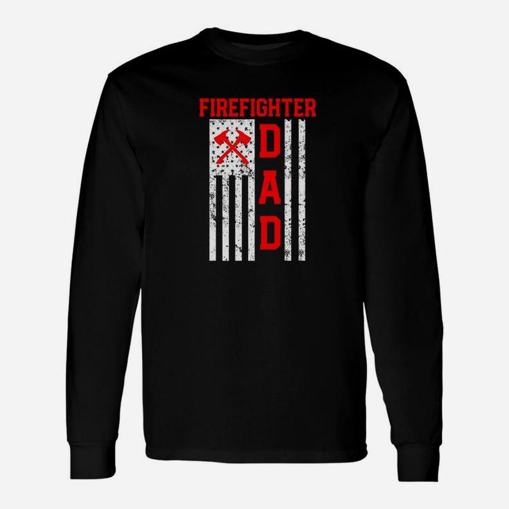 Proud Firefighter Dad American Flag Thin Red Line Father Premium Long Sleeve T-Shirt