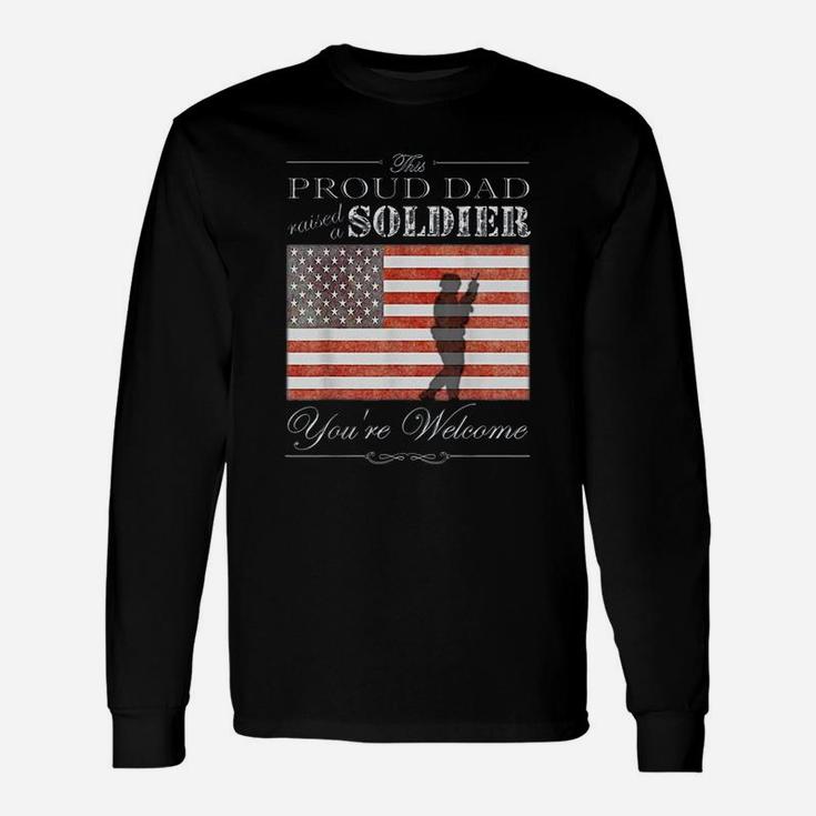 Proud Military Dad American Flag Long Sleeve T-Shirt