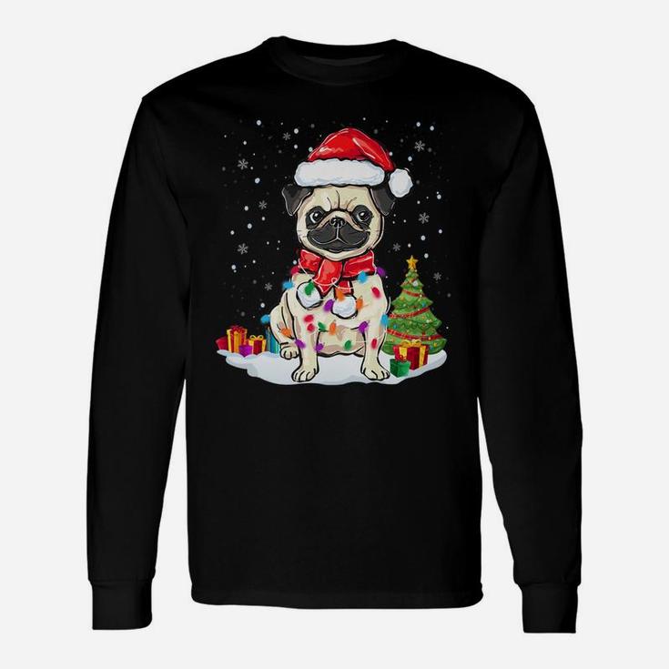 Pug Christmas Lights Pug Dog Pajamas Long Sleeve T-Shirt