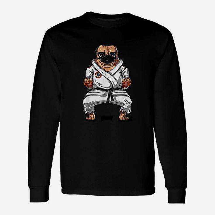 Pug Dog Karate Ninja Martial Arts Long Sleeve T-Shirt