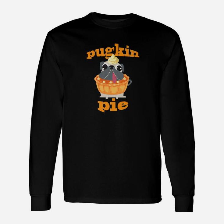 Pugkin Pie Pug Lovers Halloween Fall Shirt Pug Mom Dad Long Sleeve T-Shirt