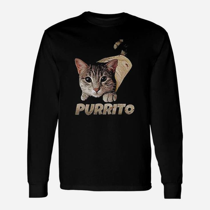 Purrito Cat Burrito Joke Meme Kitty Long Sleeve T-Shirt