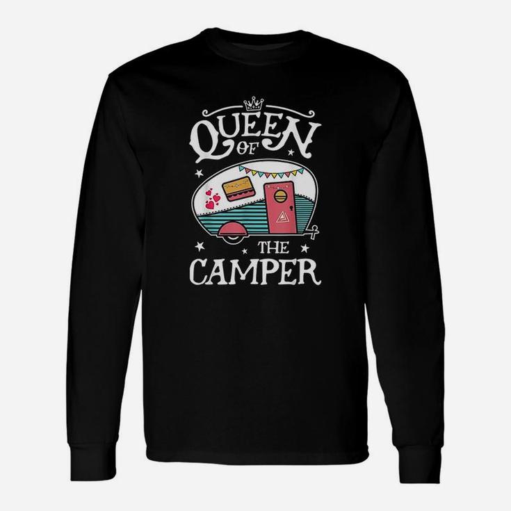 Queen Of The Camper Outdoor Camping Camper Girls Long Sleeve T-Shirt