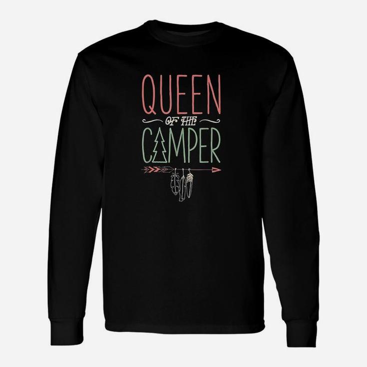 Queen Of The Camper Outdoor Camping Camper Girls Long Sleeve T-Shirt