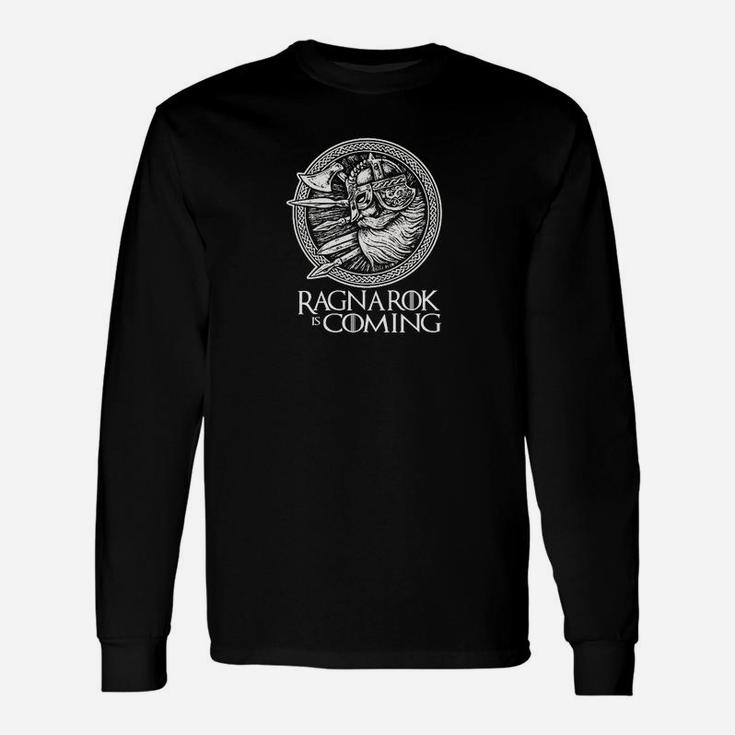 Ragnarok Coming Herren Langarmshirts, Nordisches Mythologie-Design in Schwarz