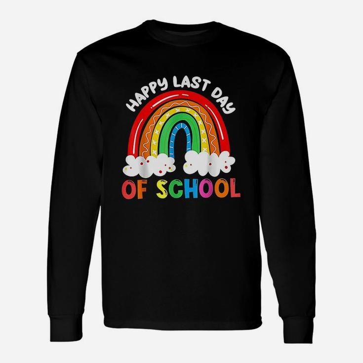 Rainbow Happy Last Day Of School Teacher Boys Girls Long Sleeve T-Shirt
