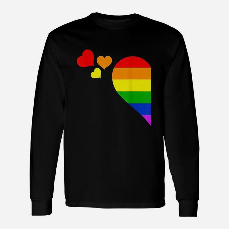 Rainbow Heart Lgbt Lesbian Gay Couple Lgbtq Valentine's Day Long Sleeve T-Shirt
