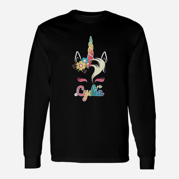 Rainbow Unicorn Lydia Name For Girls Long Sleeve T-Shirt