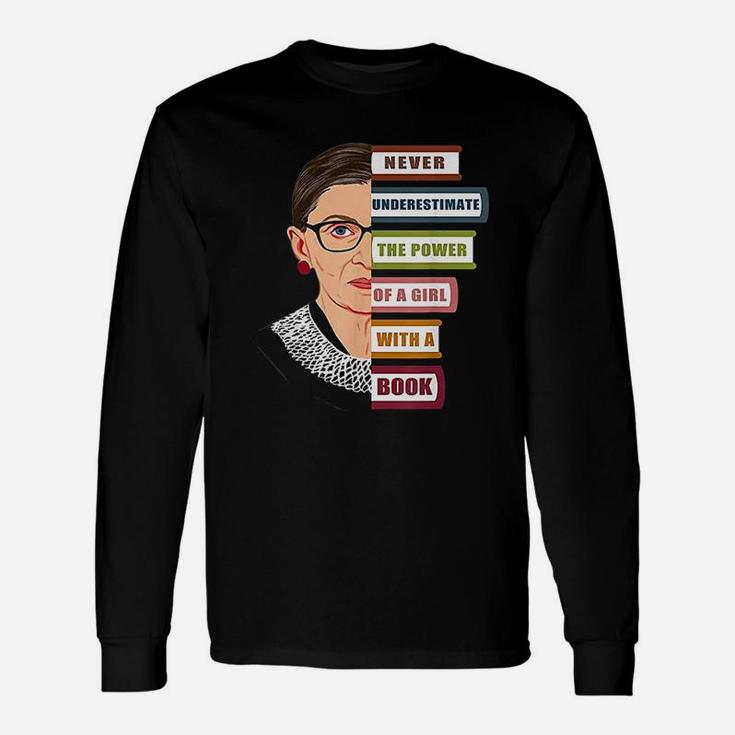 Rbg Quote With Book And Women Feminist Ruth Bader Ginsburg Long Sleeve T-Shirt