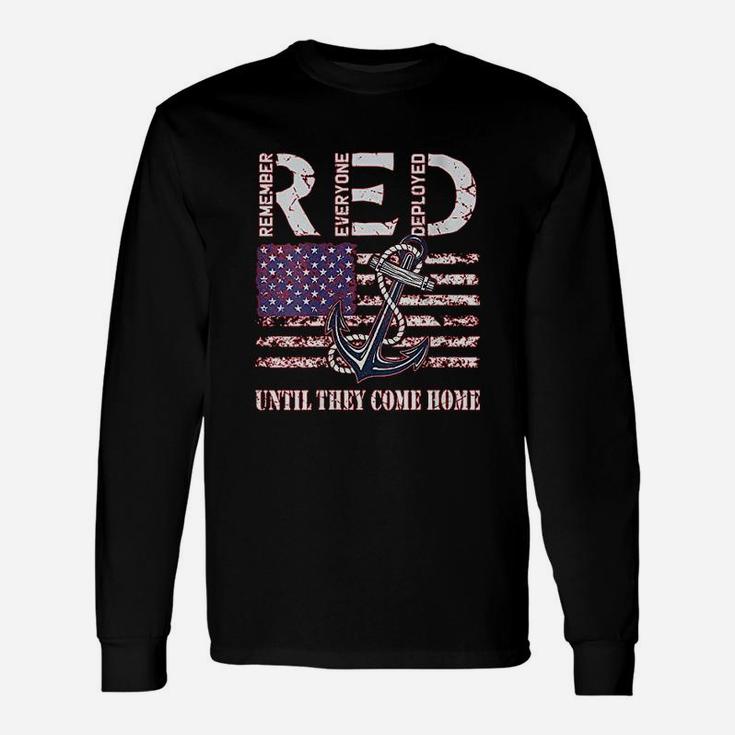 Red Friday Military Deployed Navy Soldier Us Flag Veteran Long Sleeve T-Shirt