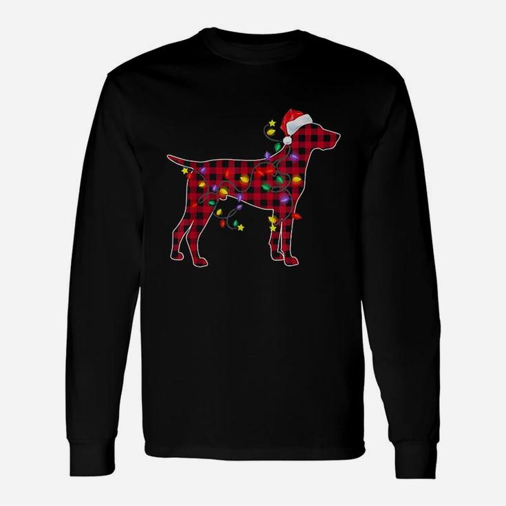 Red Plaid German Shorthaired Pointer Dog Christmas Long Sleeve T-Shirt