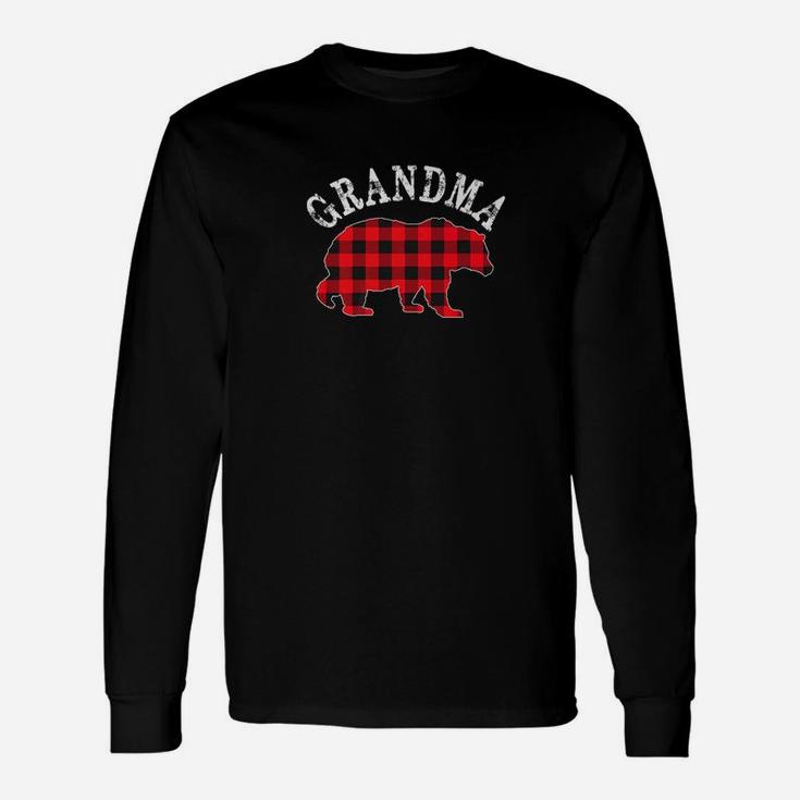 Red Plaid Grandma Bear Buffalo Matching Pajama Long Sleeve T-Shirt