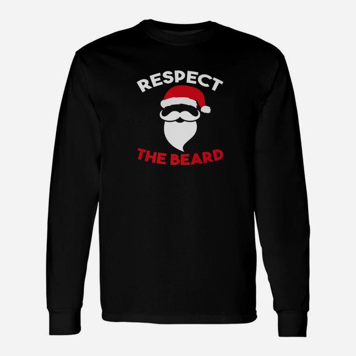 Respect The Beard Santa Claus Christmas Graphic Long Sleeve T-Shirt