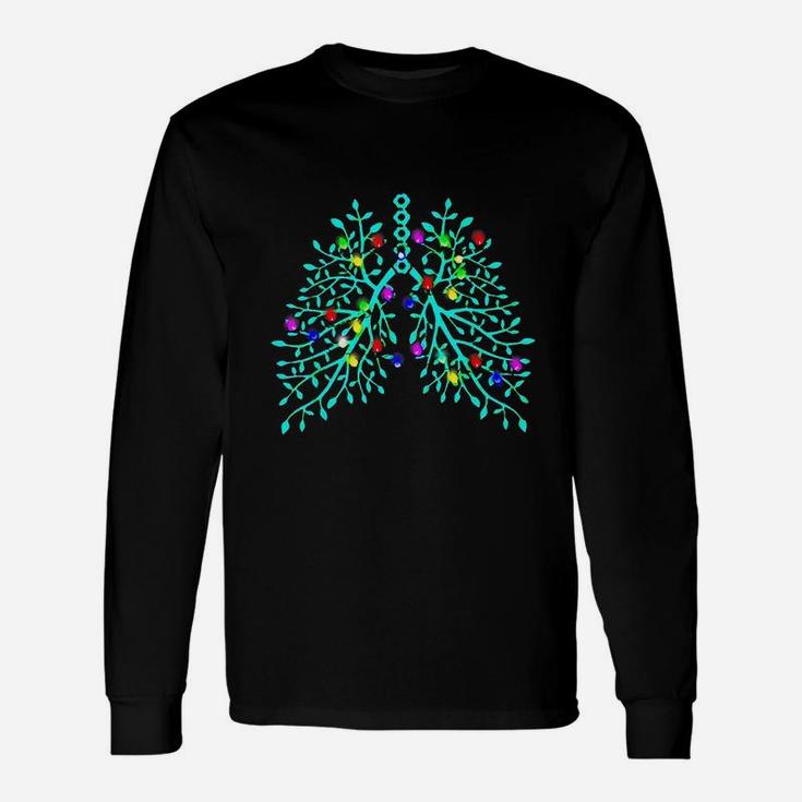 Respiratory Therapy Lung Christmas String Light Ornament Long Sleeve T-Shirt