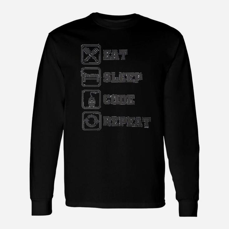 Retreez Computer Programmer Eat Sleep Code Repeat Long Sleeve T-Shirt