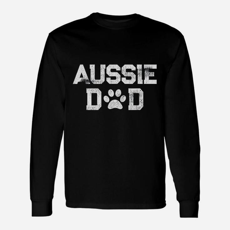 Retro Aussie Dad Paw Print Australian Shepherd Dog Long Sleeve T-Shirt