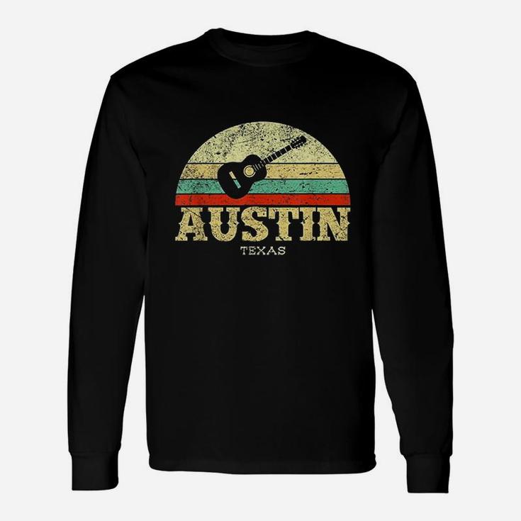 Retro Austin Texas Guitar Vintage Lone Star Long Sleeve T-Shirt